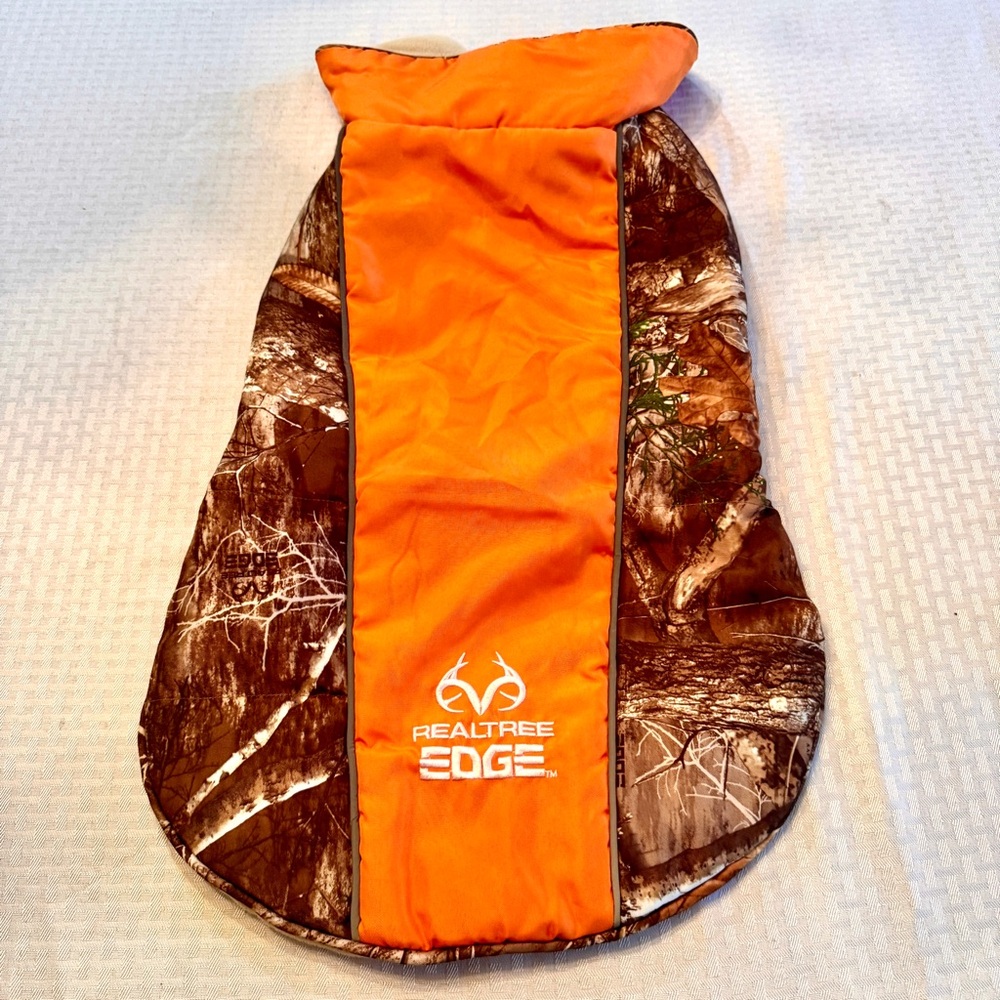 Realtree Edge Dog Vest Extra Large Blaze Orange Camo Fleece‎ Lined Hunting Coat